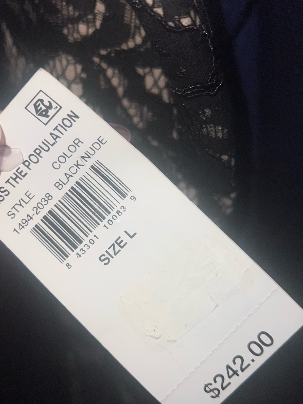 Dress The Population Isabelle Black/Nude lace Trumpet Midi Dress - Picture 6 of 6